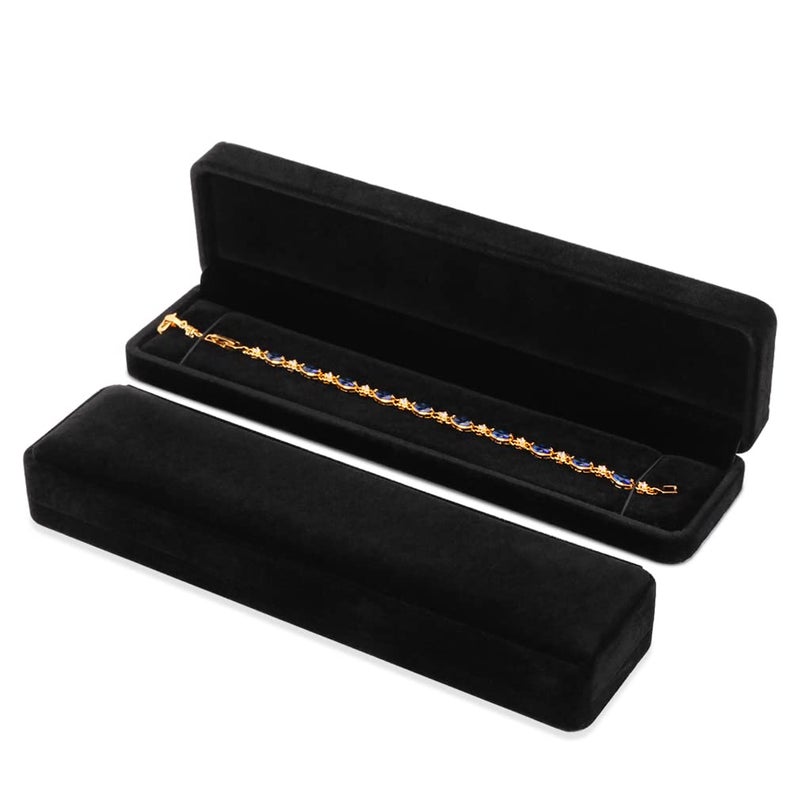 iSuperb Set of 2 Velvet Necklace Box Long Bracelet Box Display Chain Jewelry Box Case 8.7x1.6x2inch for Necklace Storage Gift Box - Image 2